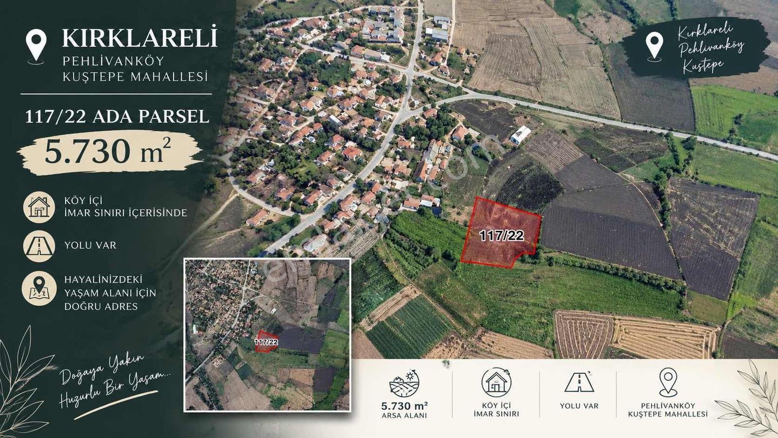 Kırklareli / Pehlivanköy / Kuştepe / Satılık / İmar İçinde