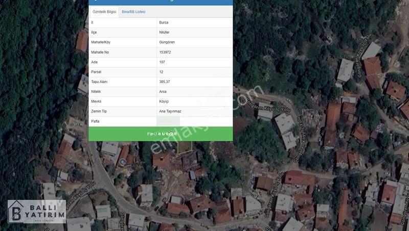 Ballı Yatırım'dan Nilüfer Güngörende 385 M2 Köyiçi Arsa — fotoğraf 3