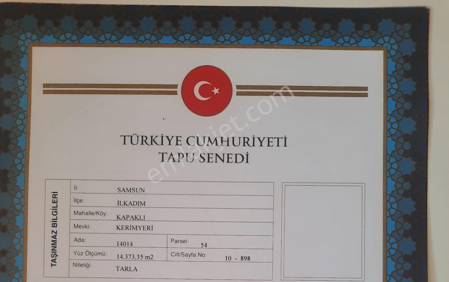 Samsun Kapaklı'da Toybelene Yakın Hisseli 1.437m2 Satılık Tarla — fotoğraf 2