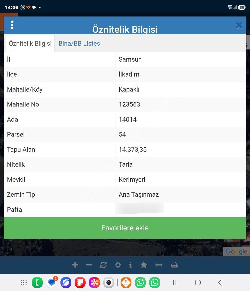 Samsun Kapaklı'da Toybelene Yakın Hisseli 1.437m2 Satılık Tarla — fotoğraf 3