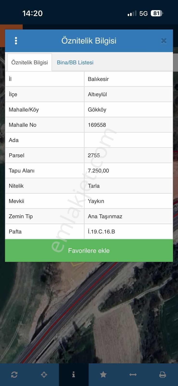 Mir'den Balıkesir- Savaştepe Yoluna Cepheli Yatırımlık Tarla