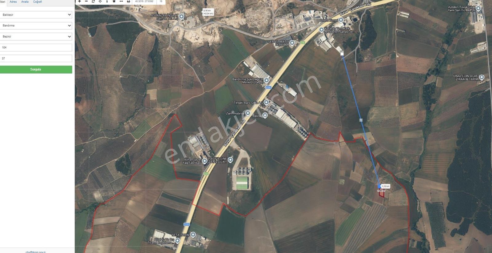 Bandırma Bezirci Mahallesinde Satılık 2925 M2 Tarla