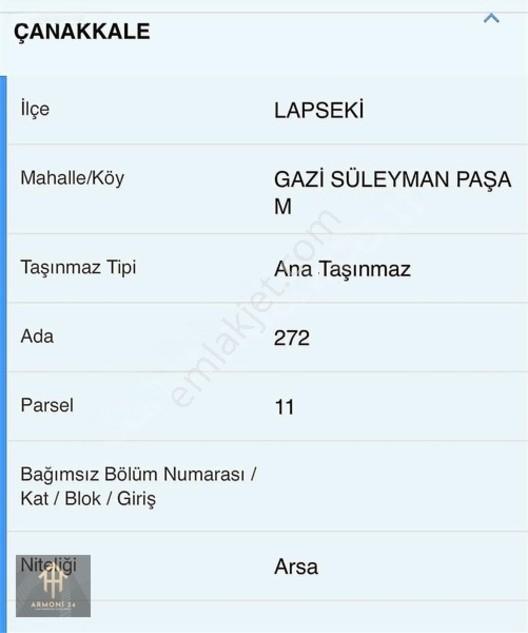 Çanakkale Lapseki De Denize 300 Metre İmarlı Kupon Arsa