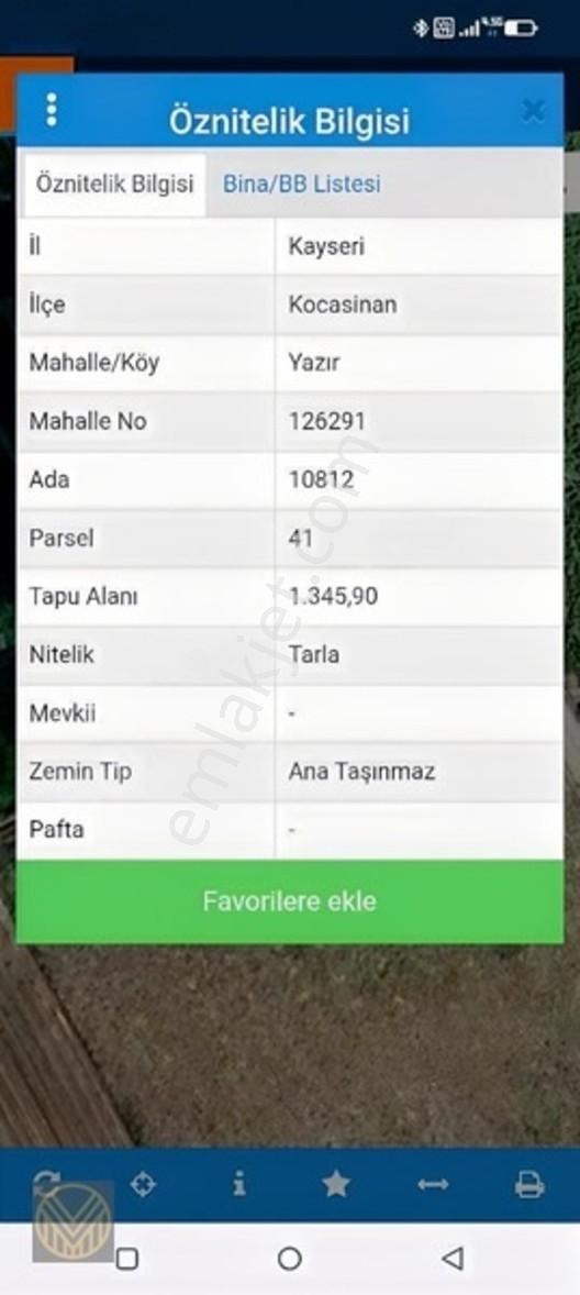 Kocasinan Yazır Mh'de Satılık İmara Yakın Tarla