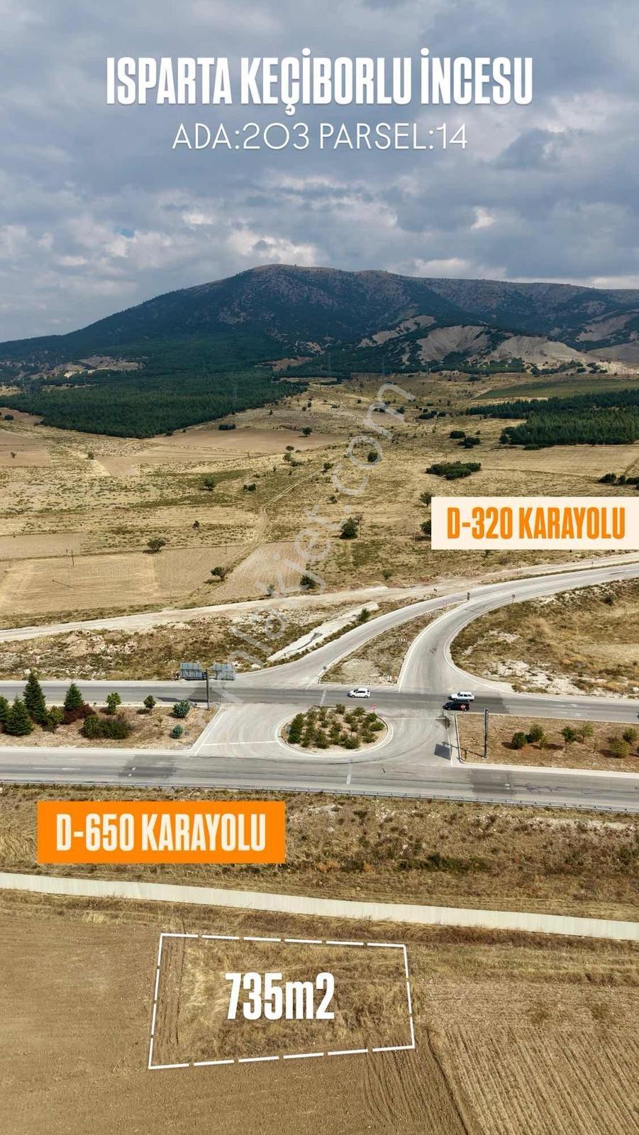 Isparta'da D-650 Karayoluna Sıfır 735m2 Tek Tapu Fırsat