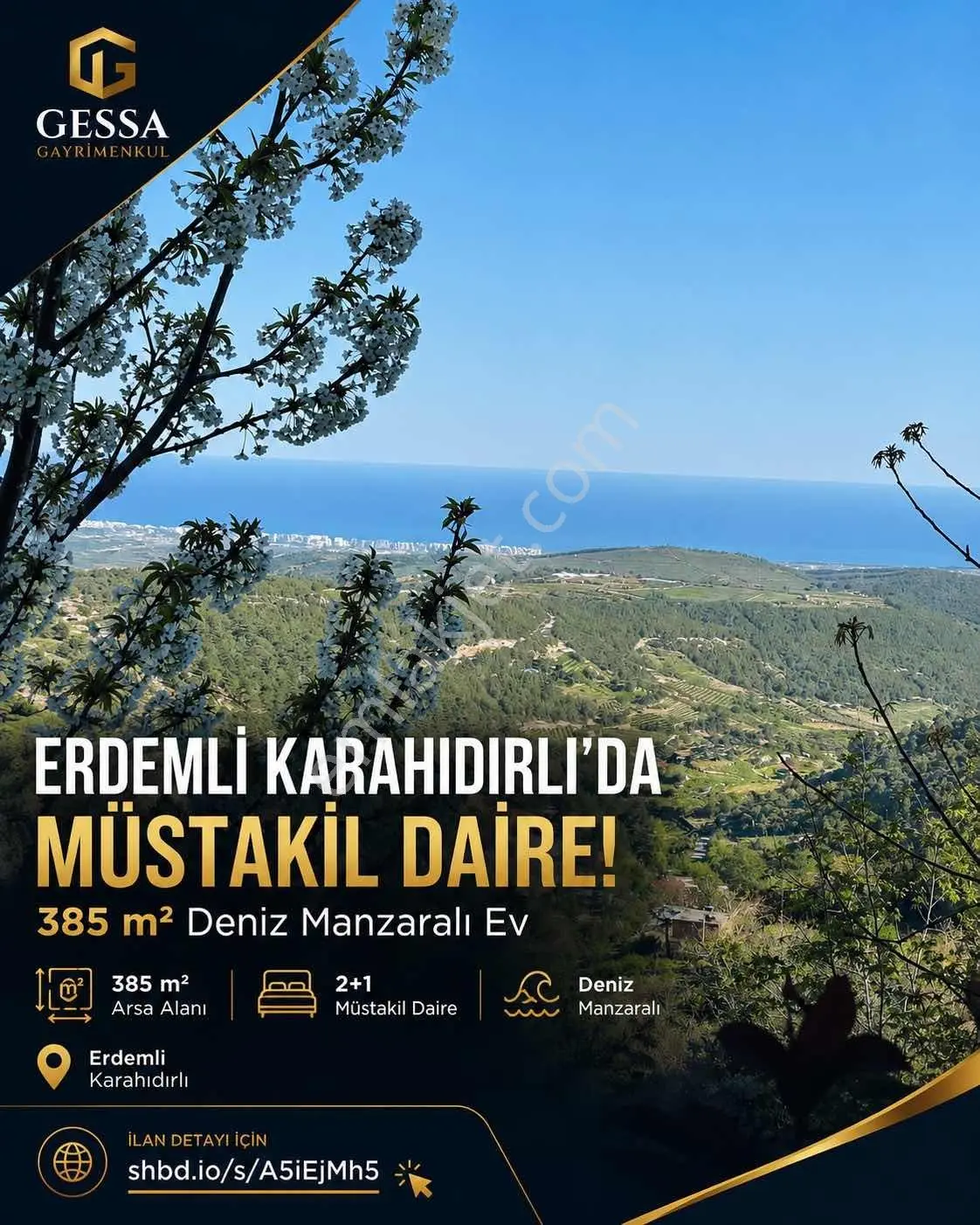 Erdemli Karahıdırlı'da Müstakil Daire 385 M2 Deniz Manzaralı Ev