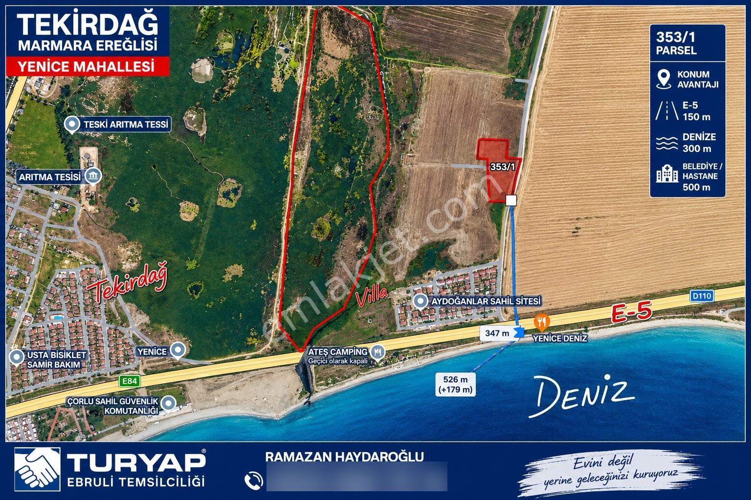 Tekirdağ M.ereğlide E-5'e 150m Mesafe De İmarlı 279 Mt