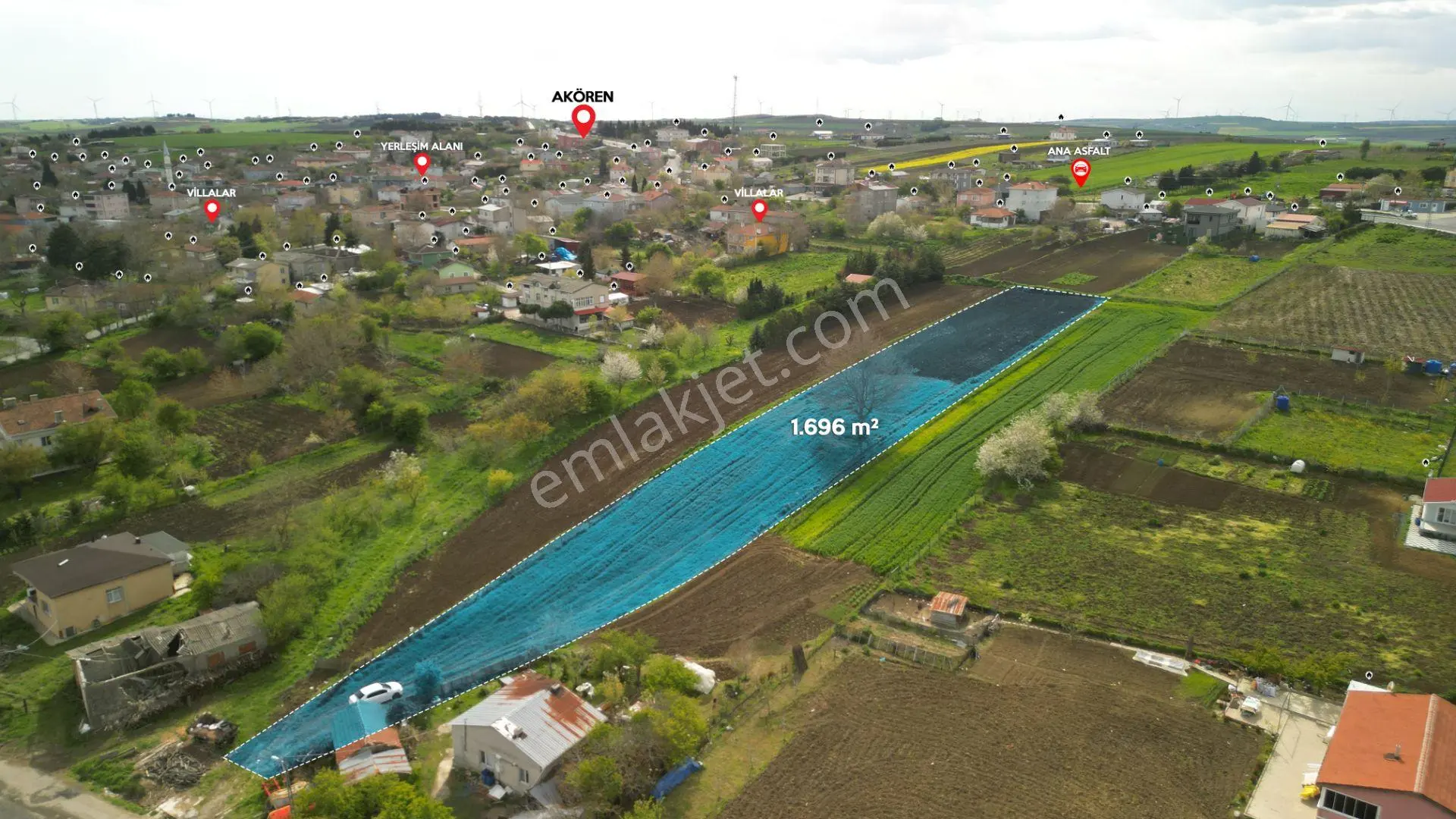Akören'de Kaçırılmayacak Fırsat 1.696 M² Tek Tapu Satılık Tarla