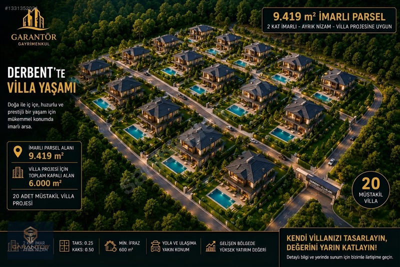 Garantör// Villa Projesine Uygun 0.50 Kaks-9.419m2 Köşe Parsel// — fotoğraf 16