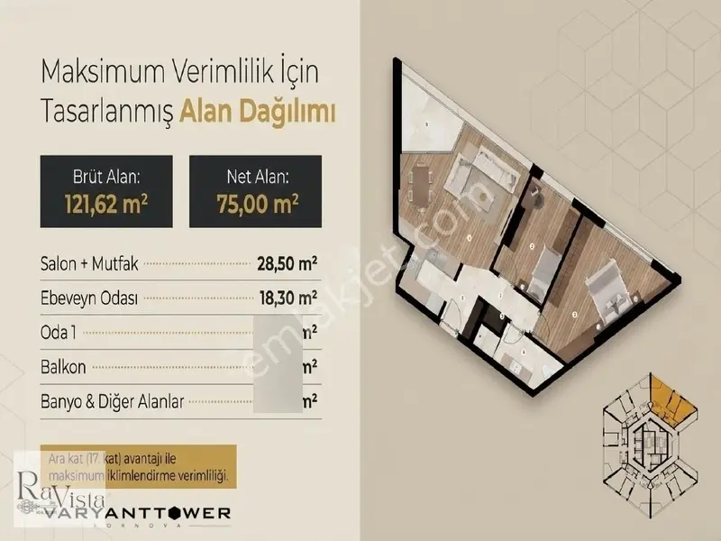 Varyant Tower Satılık 2+1 Daire — fotoğraf 9