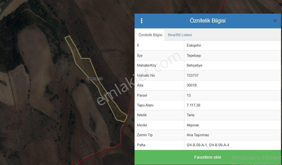 Dıalog Dağ / Tepebaşı Behçetiye 7117 M2 Satılık Fırsat Tarla — fotoğraf 2