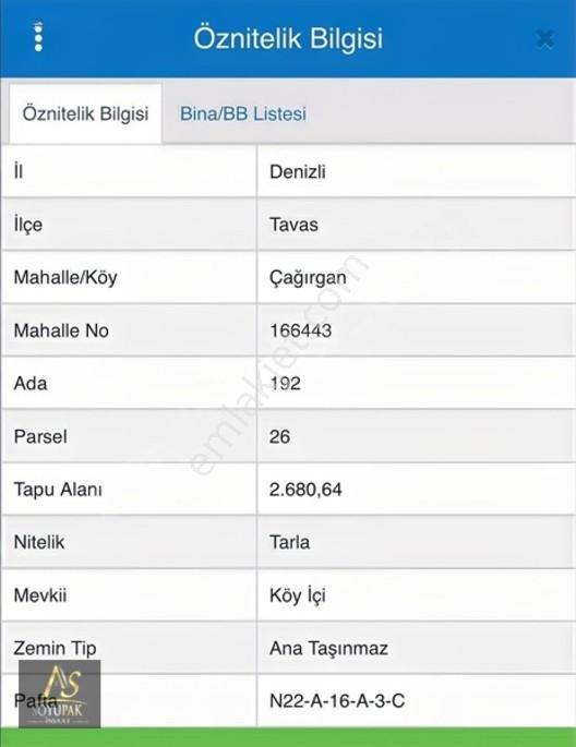 Denizli Tavas Çağırgan 192 Ada 26 Par 2.680m2 Tarla Köyiçi — fotoğraf 3