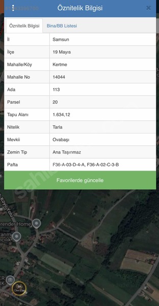 19 Mayıs Kertmede Samsunsinop Karayoluna 1 Km 1.634,12 M²