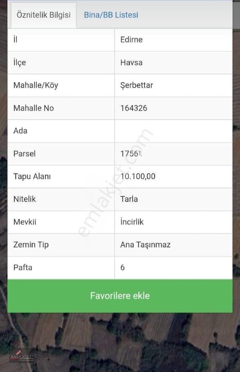 Havsa Şerbettar'Da 10.100 M2 Satılık