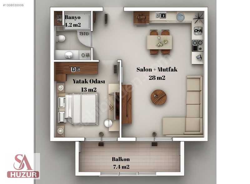 Yeni Yapı! 57 M² 1+1 Daire Erav / Sa Huzur