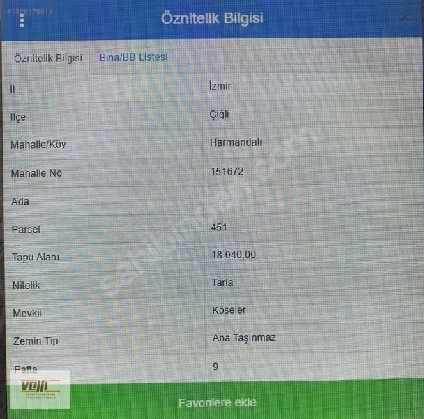 İzmir Çiğli Harmandalı Mevkii Yatırımlık Satılık Tarla Velli'den — fotoğraf 3
