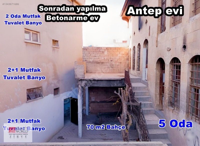 Bey Mahallesi; Tarihin Kalbinde 5 Odalı Antep Evi+müstakil 3 Kat — fotoğraf 3