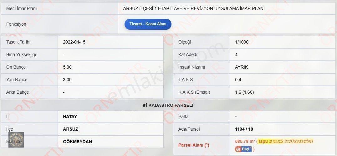 Arsuz Gökmeydan’da Satılık 1.166,42 M² Ticaret + Konut İmarlı Arsa — fotoğraf 16