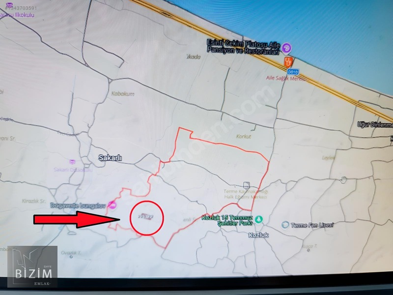 Samsun Termeilçesi Sakarlıda Satılık Arsa