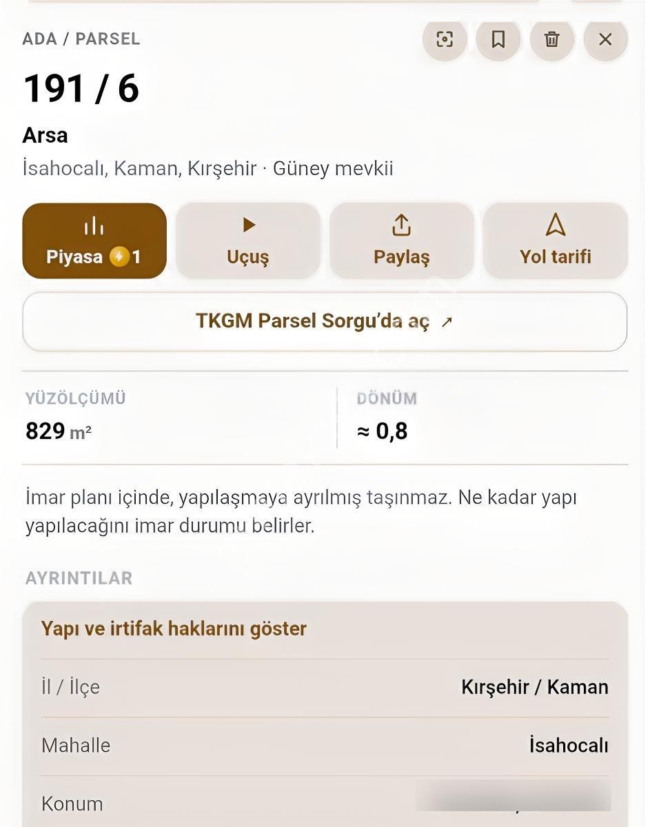 Kırşehir Kaman Satılık Arsa İsahocalı 829 Mt² İmarlı Tek Tapulu — fotoğraf 4