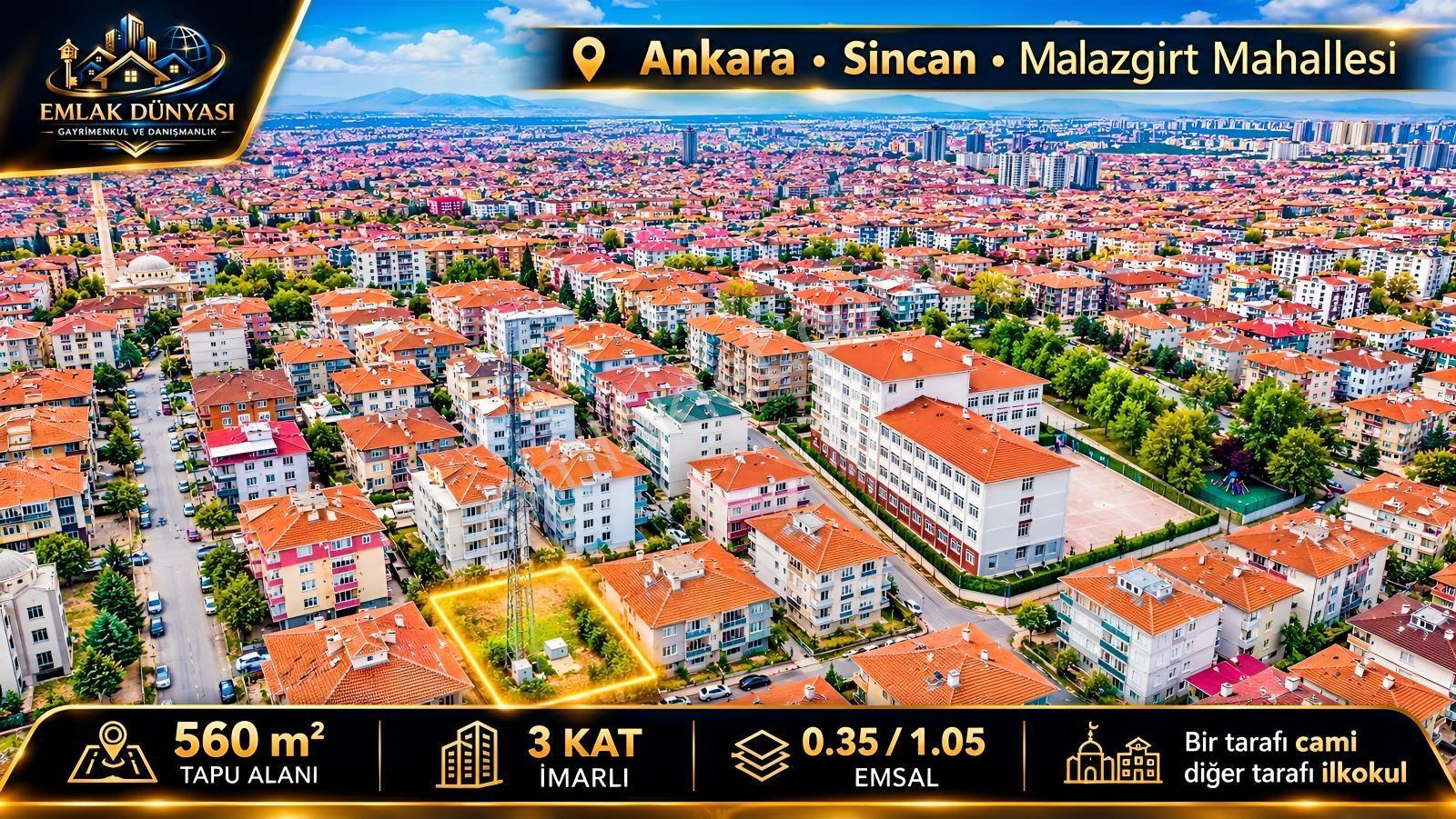 Sincan Merkezde 560 M2 Tek Tapu Bina Arsası