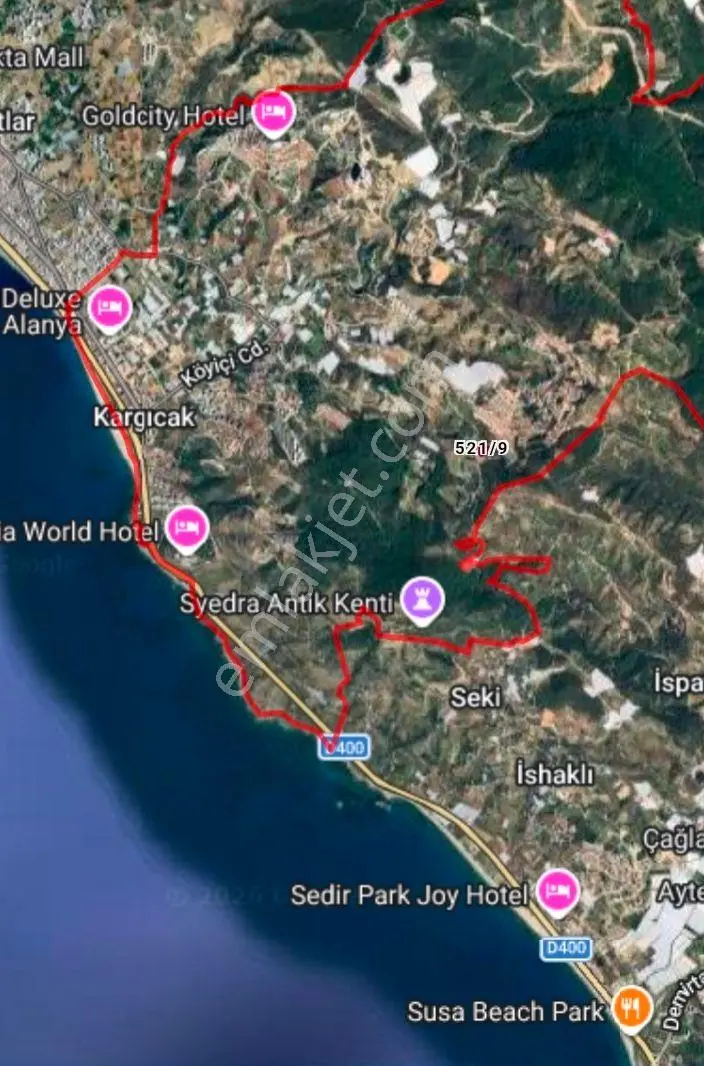 Alanya Kargıcak Villa İmarlı Satılık 2688m² Arsa