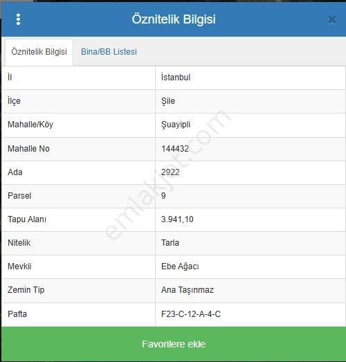 Şile Şuayipli Mah 3940 M2 Satılık Arsa