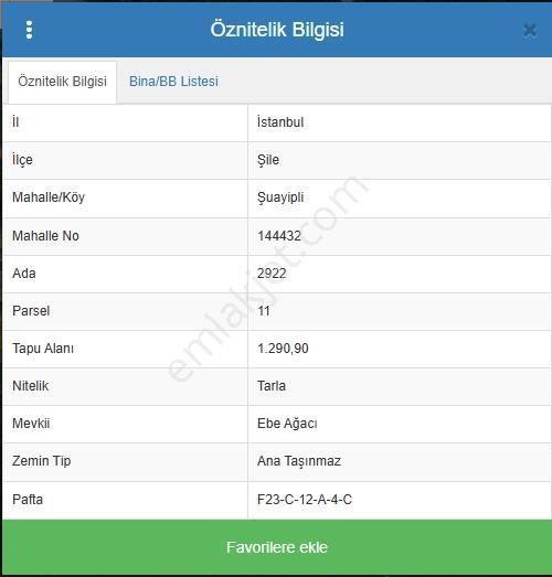Şile Şuayipli Mah. 1290 M2 Satılık Arsa