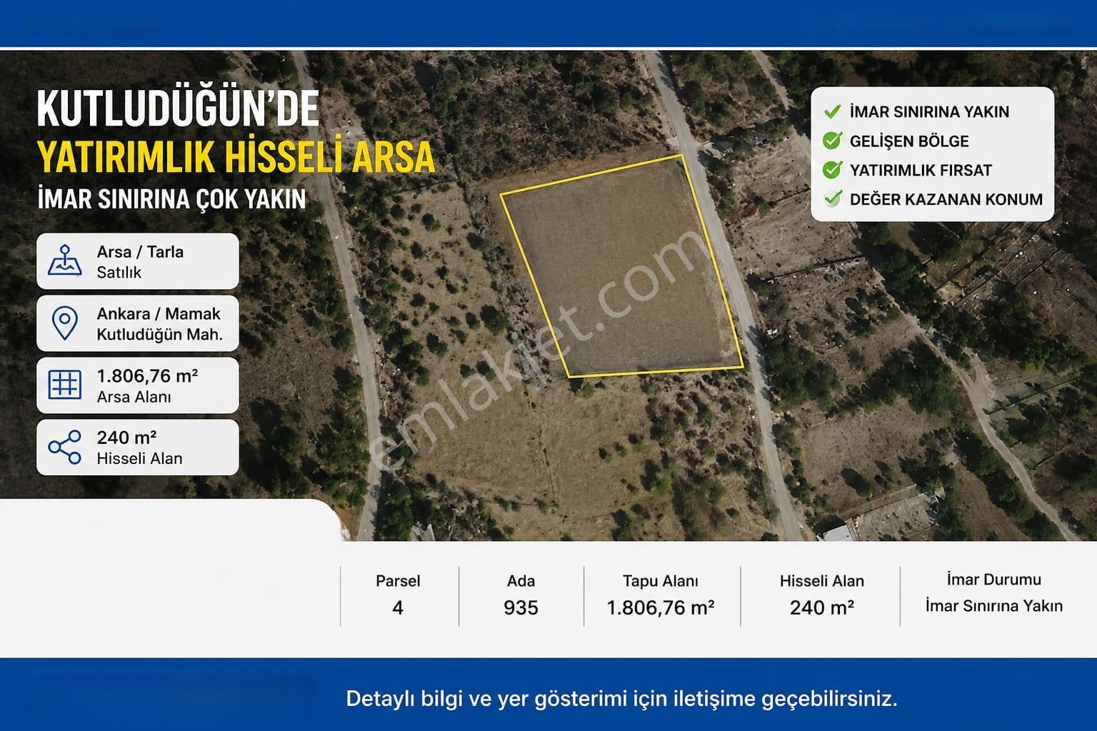 Kutludüğünde İmar Sınırında Yatırımlık Satılık Hisseli Arsa !!! — fotoğraf 3