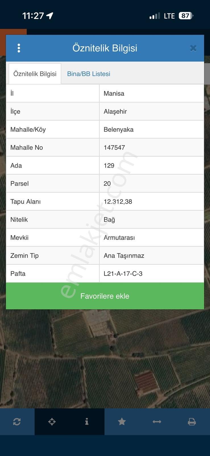 Pusula Gayrimenkul'den Satılık 15.240 M2 Bağ Belenyaka Alaşehir