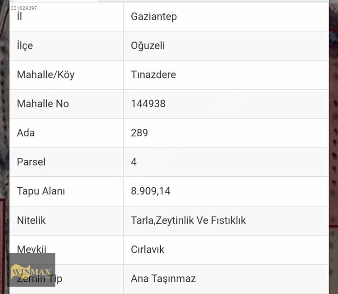 Oğuzeli Tınazderede Satılık 8.909 M² Müstakil Parsel Fıstık — fotoğraf 8