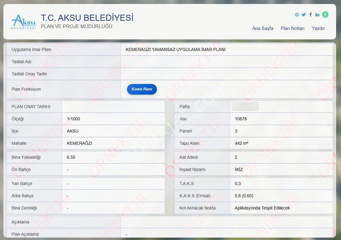Aksu Kemerağzı 0,6 Emsal Konut İmarlı Satılık Müstakil Parsel — fotoğraf 8