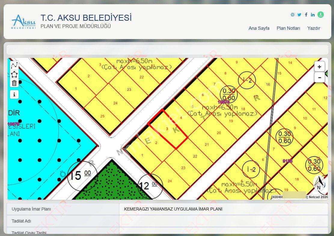 Aksu Kemerağzı 0,6 Emsal Konut İmarlı Satılık Müstakil Parsel — fotoğraf 11