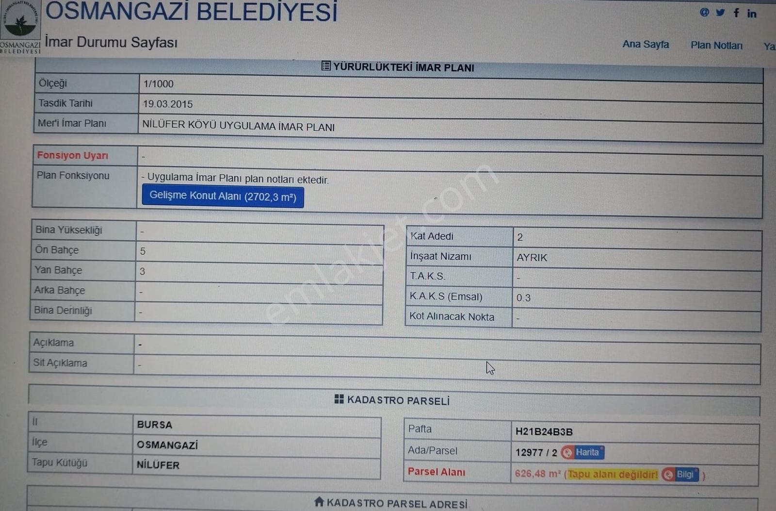 Nilüferköy'de Yeni İmara Giren 626 M² Satılık Villa Parseli — fotoğraf 8