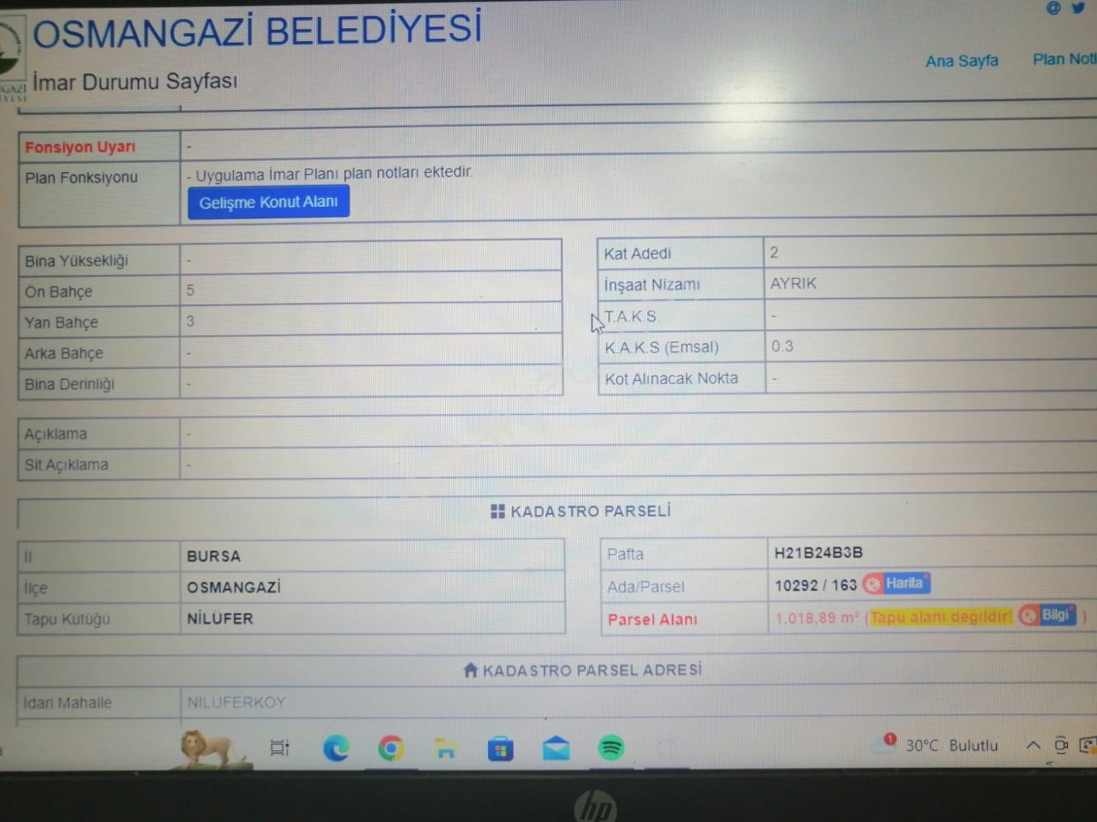 Nilüferköy'de Yeni İmara Giren 626 M² Satılık Villa Parseli — fotoğraf 10