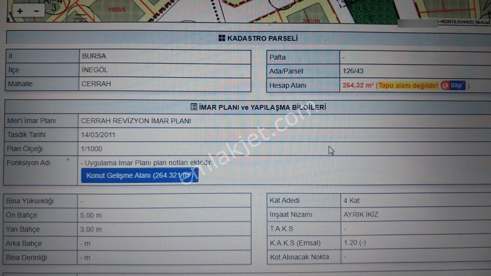İnegöl Cerrah'ta 4 Kat İmarlı | Hemen İnşaata Hazır 264 M² — fotoğraf 12