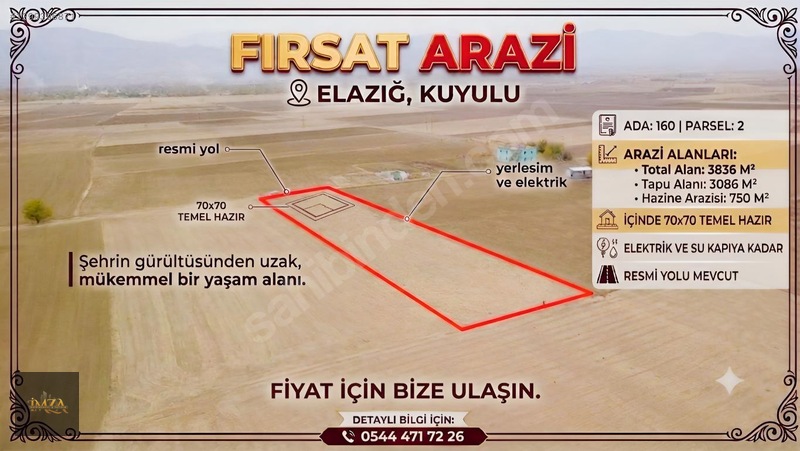İmzadan Kuyulu Köyünde Satılık 3836m2 Tarla