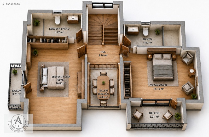 Sultan Villaları Projesi 4+1 184m2 Balkonlu Satılık Villa — fotoğraf 6