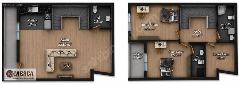 Mesca Villaları Projesi 2+1 100M2 Satılık Daire